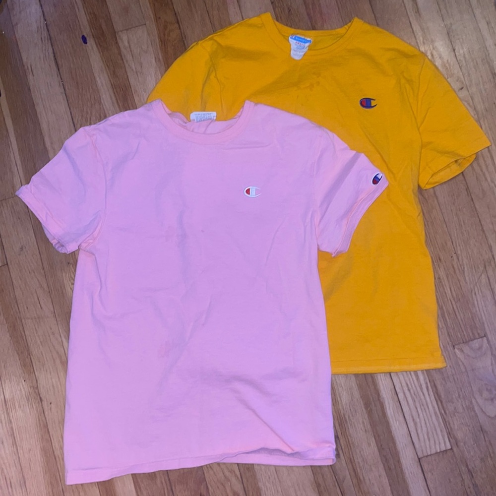 small pink and yellow champion tops - lightly used